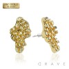PAIR OF 18K GOLD PLATED INGOT CENTERED SHAPE NUGGET EARRINGS